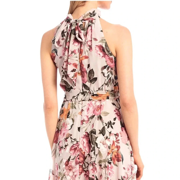 Eliza J Floral Print Halter Neck Maxi Dress with Bow at Back Size 0 NWT - Picture 2 of 15